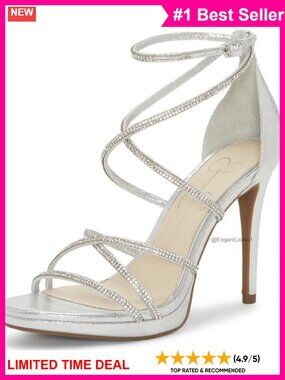 Strappy High Heel Sandals with Crystal Embellishments, Open Toe Stiletto Heels